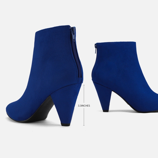 Pointed Toe High Heel Ankle Booties - ROYAL BLUE SUEDE - 3